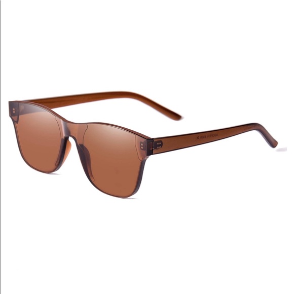 Rimless Wayfarer Sunglasses Retro Brown Classic - Picture 4 of 5